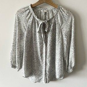 Joie 100% Silk Blouse Animal Print Top Madera Tie Neck Bracelet Sleeve N10